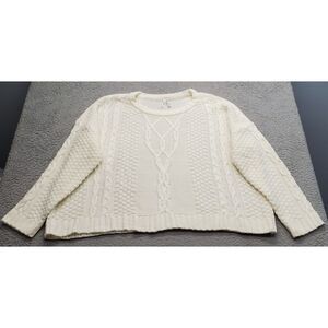 Mudd Sweater Womens 2XL Tan‎ Cable Knit Acrylic Long Sleeve Crew Neck Pullover